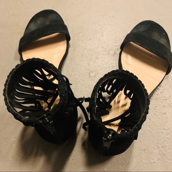 NINE WEST Wanderlust suede fringed bohemian tribal black sandals women size 5 - Picture 6 of 8